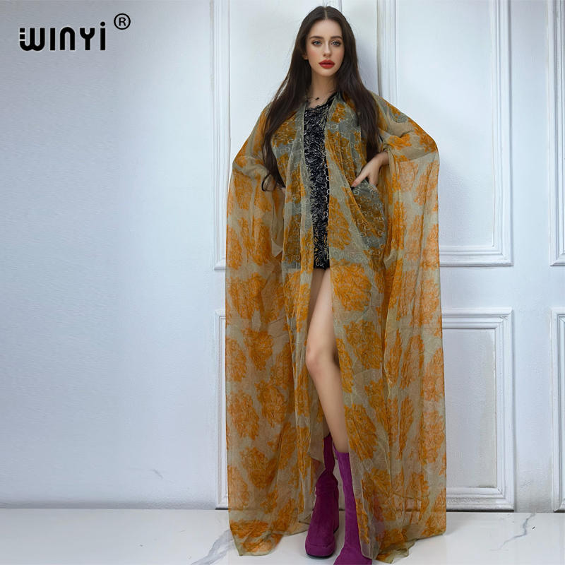 Cover Up Kaftan - Winyi-自由奔放に生きるプリントのビーチドレス,セクシーな着物,遠近法のカーディガン,カフタン,ビキニのカバーアップ,休暇の衣装,夏