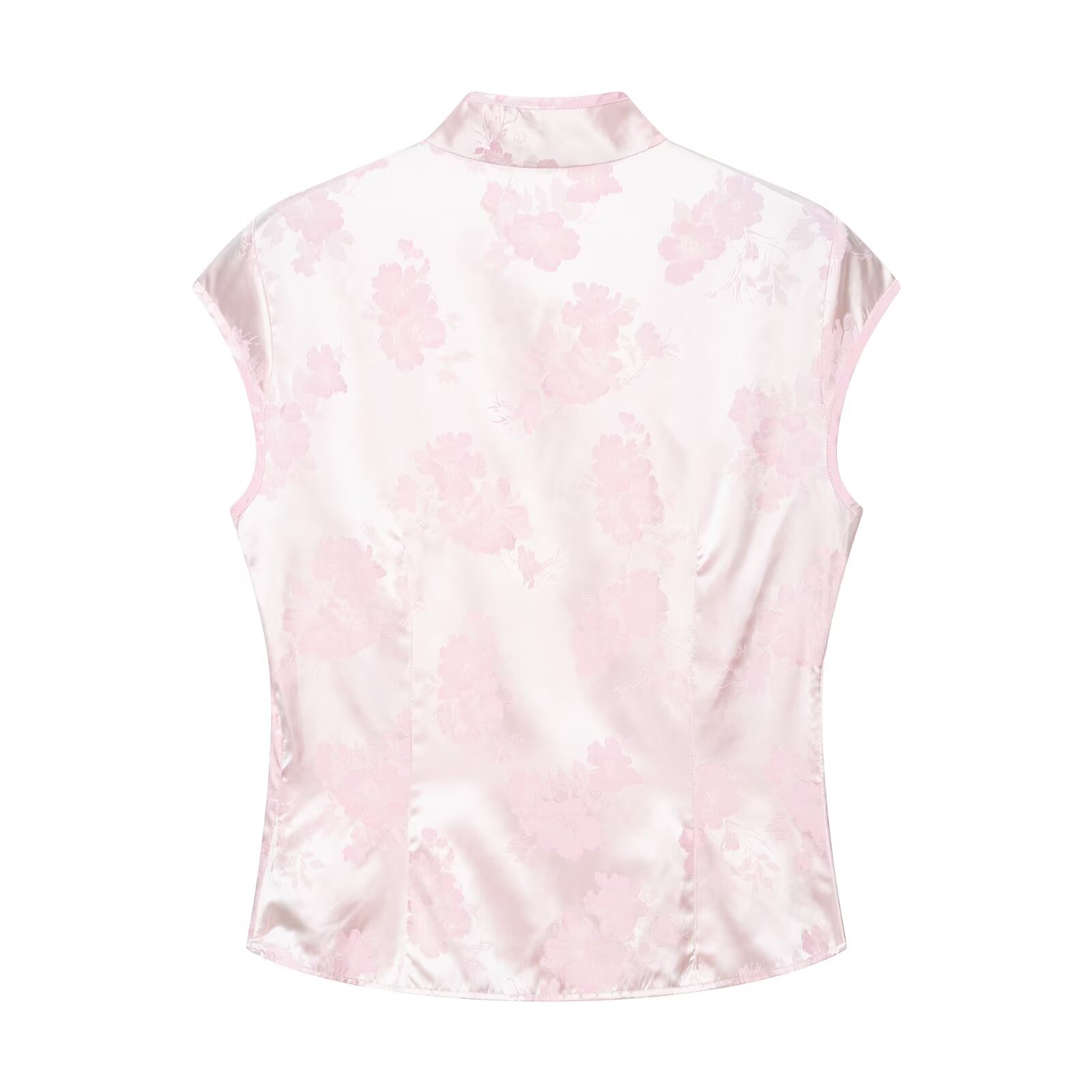 BSAY 中国風花柄ジャカードサテンブラウス女性夏スタンドカ - Romper Floral Print のレビューと価格