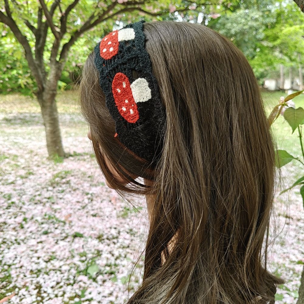 かわいいフランス製ニットヘッドバンド、きのこ柄レトロロングニ - Headband Summer Knit のレビューと価格