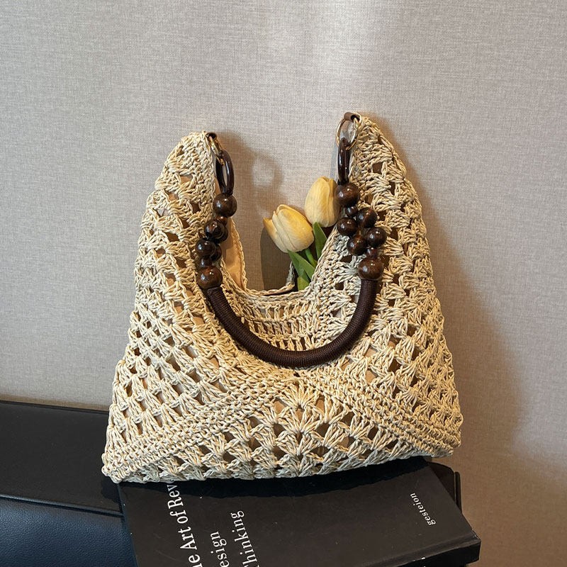 ビーチバケーションスタイル 大容量 ストロー織り ショルダー - Tote Bag Beach のレビューと価格