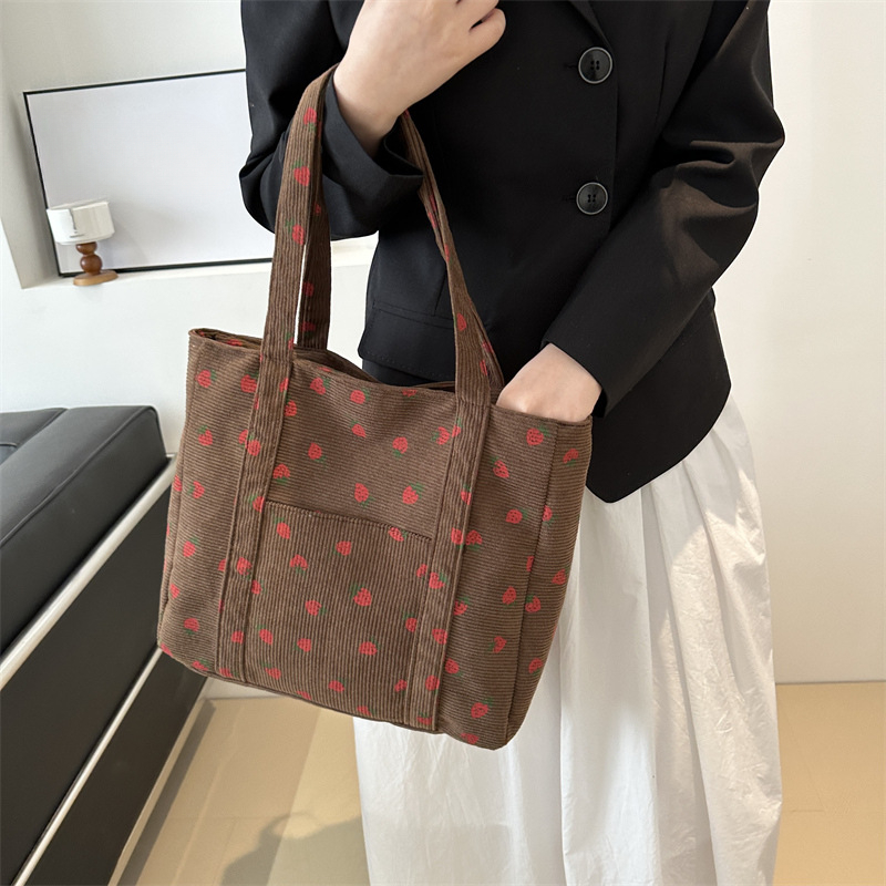 女性用のシンプルなコーデュロイハンドバッグ,大容量トートバッ - Tote Bag Beach のレビューと価格