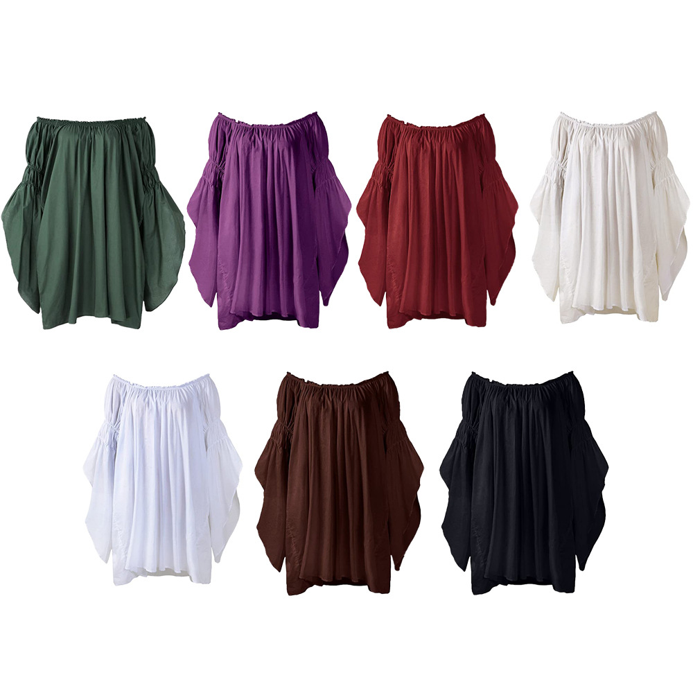 ヴィンテージ中世ルネッサンスブラウスロングフレアフリル袖オフ - Blouse Off Shoulder のレビューと価格