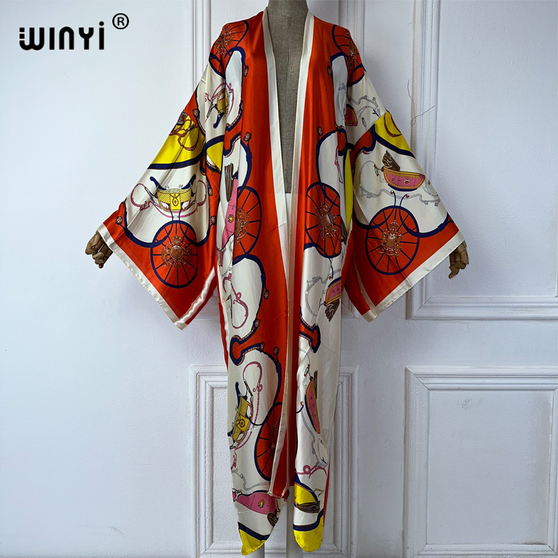 WINYI ボーホプリント着物サマーカーディガン 女性用ブラ - Cover Up Kaftan のレビューと価格