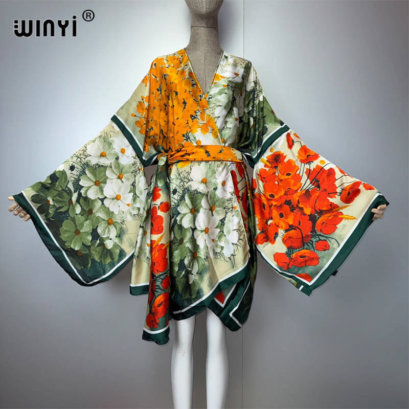WINYI 夏着物シルク感ショートカーディガン自由奔放に生き - Cover Up Kaftan のレビューと価格