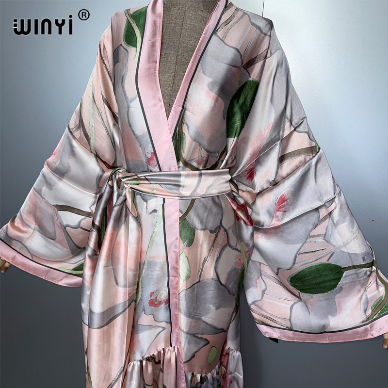WINYIアフリカデイリープロムドレスプリントセルフベルト付 - Cover Up Kaftan のレビューと価格