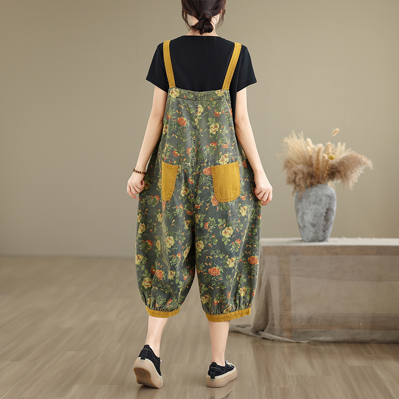 ファッションプリント花 Y2K デニムジャンプスーツ女性の夏 - Romper Floral Print のレビューと価格