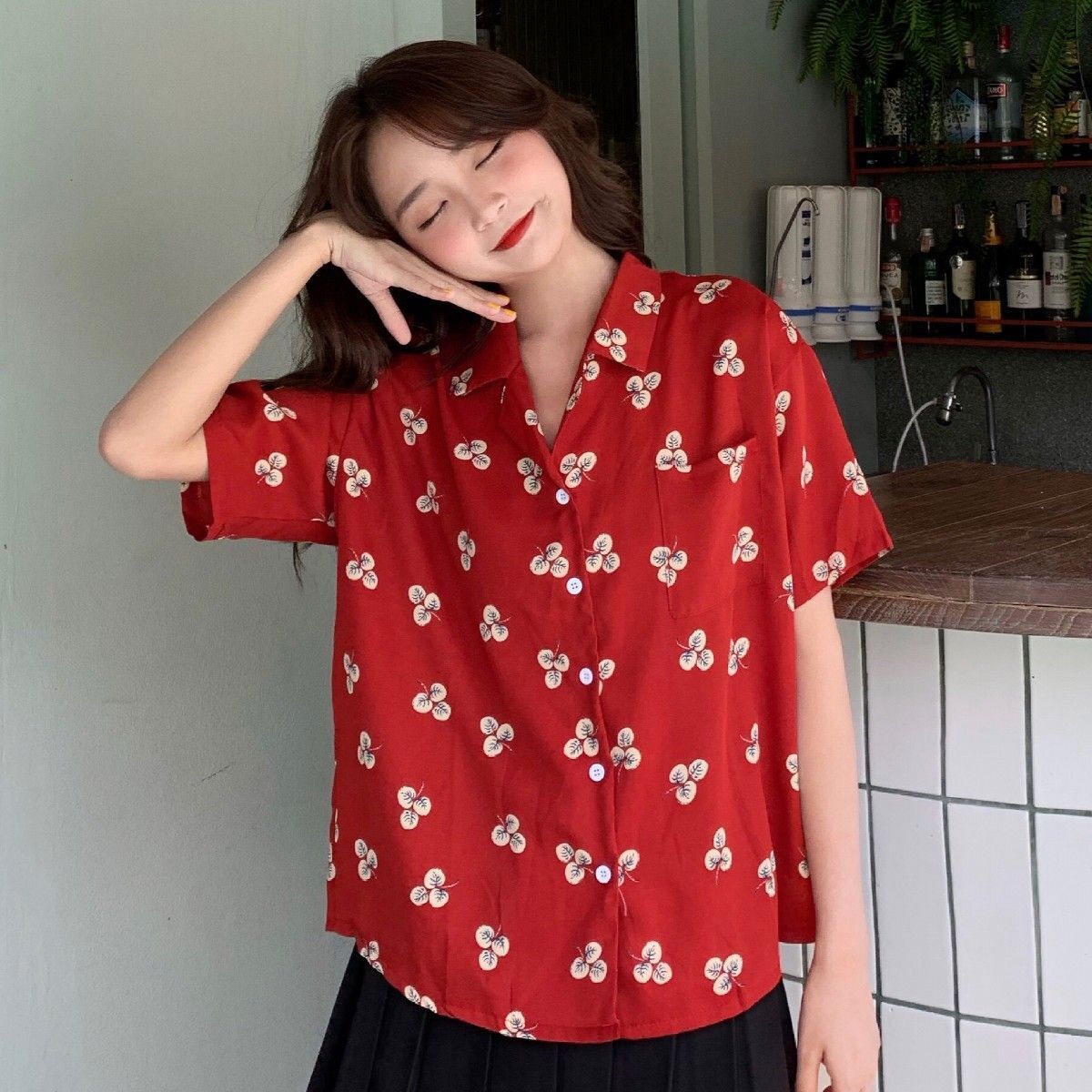 レトロ花柄半袖ルーズレディースシャツ多用途薄手カーディガンス - Romper Floral Print のレビューと価格