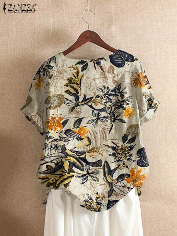 ZANZEA 女性綿シャツファッション花柄プリントトップスレ - Romper Floral Print のレビューと価格